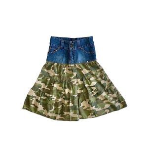 Y2k grunge camo denim skirt